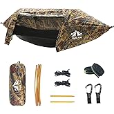 Night Cat Camping Hammock Tent with Mosquito Net and Rain Fly 1-2 Persons Backpacking Bivvy Ground Tent with Tree Strap Swing