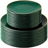 Bestluck 100PCS Green Gold Plastic Plates, St. Patrick's Day Plastic Pates,Green Disposable Plates for Party, Wedding, Include 50 Dinner Plates, 50 Dessert Plates for 50 Guests
