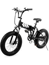 Swagtron EB-8 Fat Tire Electric Bike &ndash; Foldable Off-Road Fat eBike 20-inch Wheels with Power Assist, Freehub and Shimano 7-Speed Gear Shifts
