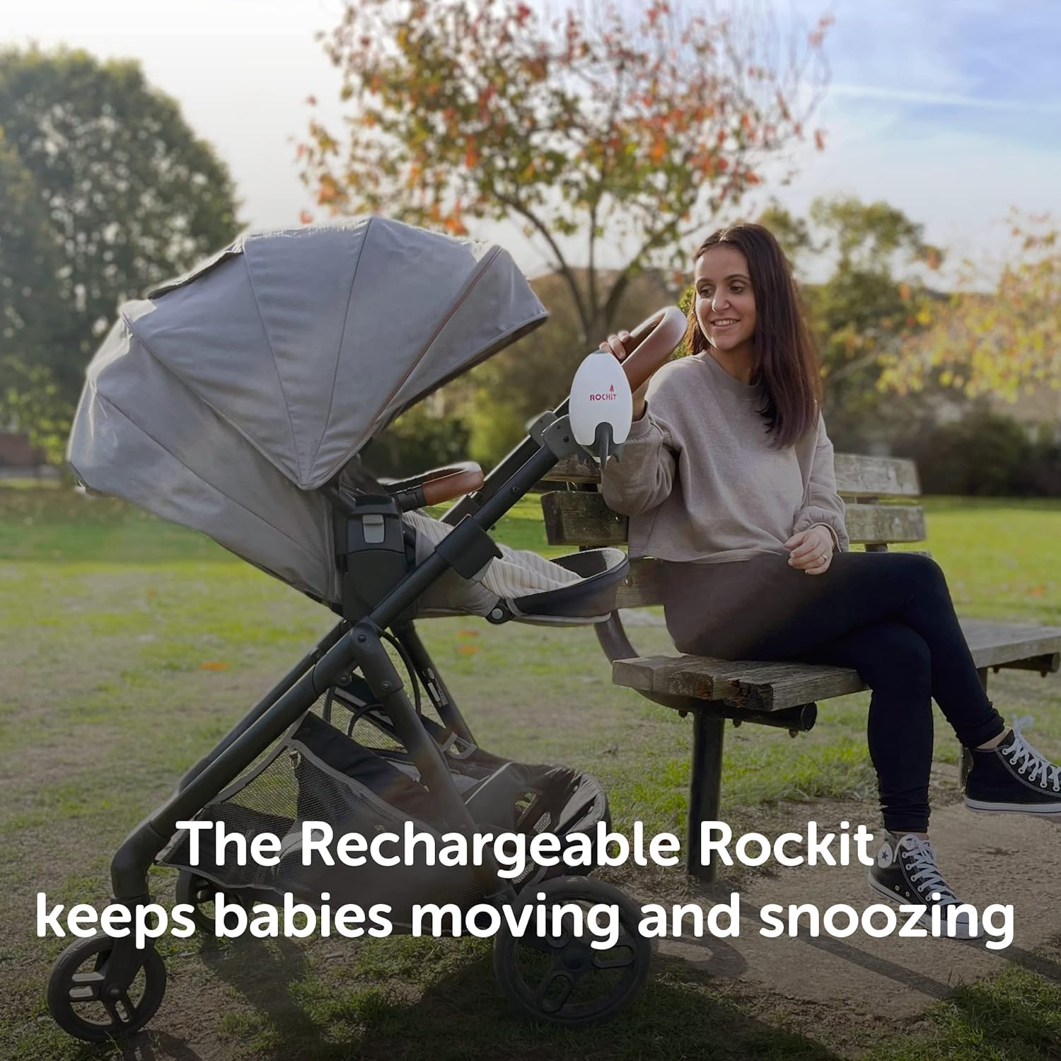 Rockit Baby Rocker USB Rechargeable - Hands-Free Portable Rocker Sleep Aid Soother Gently Rocks Stroller or Buggy - Adjustable Speed 60-Min Timer - Fits Pushchairs & Prams Creates Automatic Bouncer