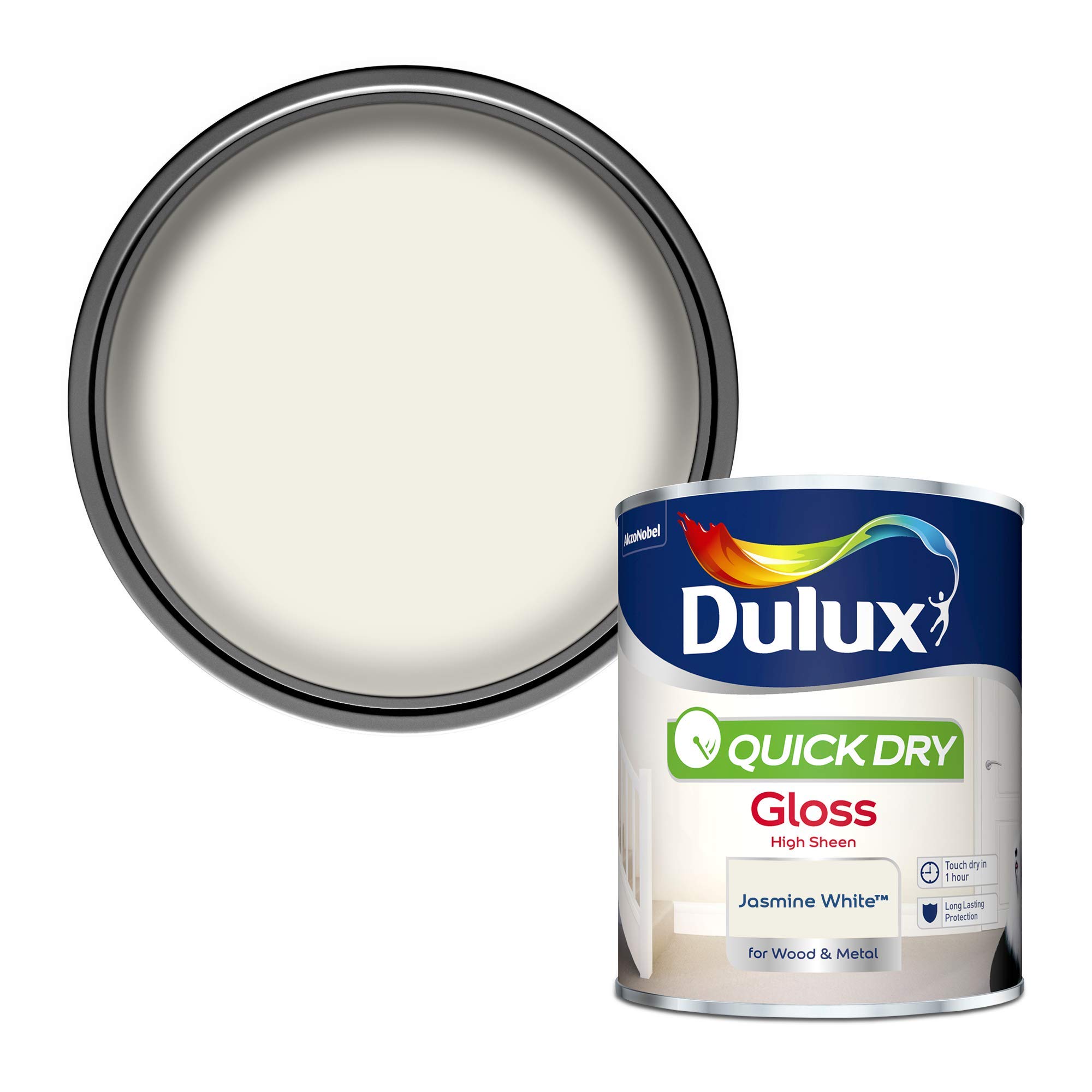 Dulux Quick Dry Gloss Paint For Wood And Metal - Jasmine White 750 ml