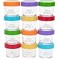 WeeSprout Glass Baby Food Storage Jars - 12 Set, 4 oz Baby Food Jars with Lids, Freezer Storage, Reusable Small Glass Baby Fo