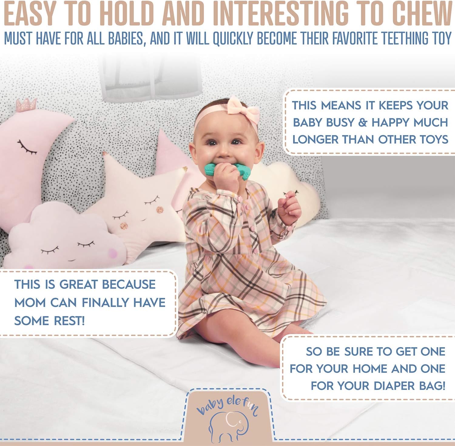 Baby Teething Toys - BPA Free Silicone Toy - Cute, Easy to Hold, Soft and Highly Effective Elephant Teether - Unique Teethers Best for 0-6 6-12 Months Boy or Girl Christmas Gifts Stocking Stuffers : Baby