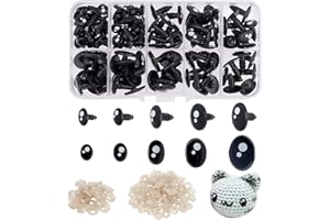 PH PandaHall 200pcs 5 Styles Kawaii Safety Eyes Oval Resin Craft Eyes Black Stuffed Eyes with Washers Safety Crochet Eyes Bul