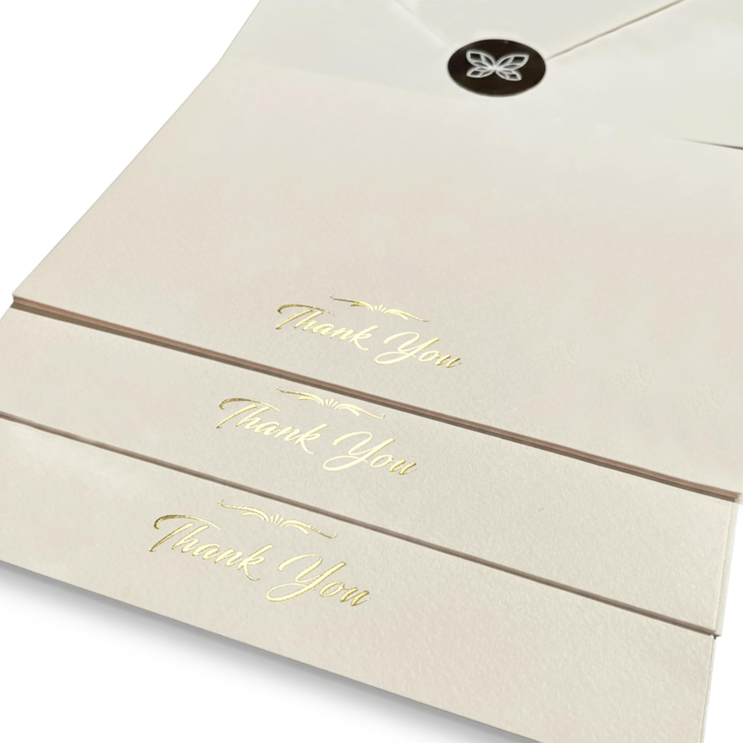 Photo 1 of 100 Ivory Thank You Cards with Envelopes and Stickers – Gold Script Flat Notecards – Premium 4x6 inch Matte Thank You Cards with Envelopes for Business, Weddings, Baby Showers & All Occasions