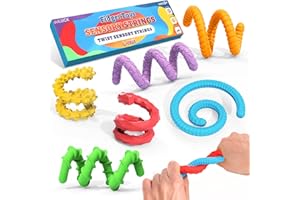 DDLUCK Fidget Toys Silicone Sensory Sticks, Textured Calming Sensory Toys for Kids with Autism, Autism Toy for Anxiety Relief, Travel Toy for Kids 3+ & Adults (6 Pack)