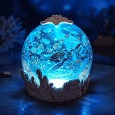 Starfish Night Light Ocean Decoration with 6H Timer, USB &amp; Battery Powered, Rotating Ocean Scene Star Fish Snow Globe with Sea Turtle and Fish for Kids Adults Bedroom Living Room Decor (Starfish)