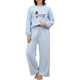 Yimoon Women' s Fluffy Fleece Pajama Set Pullover Pants Winter Dachshund Fuzzy 2 Piece Plush Pjs Warm Loungewear Sleepwear