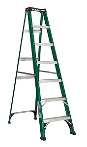 Louisville Ladder 7-Foot Fiberglass Step Ladder, 225-Pound Duty Rating, FS4007, Green