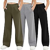 LessonZoo 3 Pack Girls' Sweatpants Kids Straight Leg Casual Baggy Joggers Teen Loose Athletic Lightweight Pants with Pocket
