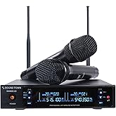 Sound Town Metal 200 Channels UHF Wireless Microphone System with 2 Handheld Microphones and Auto Scan, for Church, School, Outdoor Wedding, Meeting, Party and Karaoke (SWM26-U2HH)