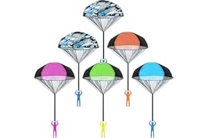 Leehoom 6PCS Parachute Toys Set Tangle Free Throwing Parachute Figures Hand Throw Soliders Parachute Square Outdoor Children's Flying Toys | Age：Over 3 Years Old - No Batteries Toss It Up (Set I)