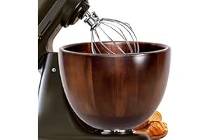 JSSTEM Premium Wood Bowl for KitchenAid 4.5 & 5 QT Tilt-Head Stand Mixer, Solid Acacia Wooden Mixing Bowl Replacement with St