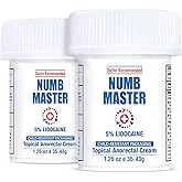 Clinical Resolution Numb Master 5% Lidocaine Topical Numbing Cream, 2 Pack of 1.25 Oz, Pain Relief Burn Itch Numb, Maximum Strength Topical Anesthetic with Allantoin, Vitamin E, Hemorrhoid Treatment