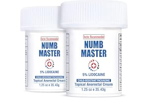 Clinical Resolution Numb Master 5% Lidocaine Topical Numbing Cream, 2 Pack of 1.25 Oz, Pain Relief Burn Itch Numb, Maximum Strength Topical Anesthetic with Allantoin, Vitamin E, Hemorrhoid Treatment