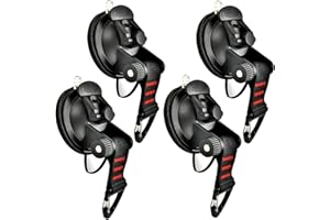PIOLEACKFLEW Heavy Duty Suction Cup with Security Hooks 4Pcs Strong Suction Cups Multipurpose Car Camping Accessories Suction Cup Anchor for Car Awning Boat Camping Trap Tie Down.