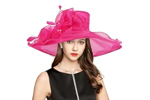 YIDINGCO Kentucky Derby Hat for Women Ladies Girls, UV Protection Organza Fascinator Tea Party Bridal Church Sunday Sun Hat