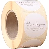 Professional Design for Business, 500 Thank You for Supporting My Small Business Stickers, 1.5" Round, Great for Online Retailers, Boutiques, Shops to Use on Bags, Gift Boxes and Envelopes