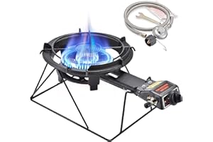 ARC ADVANCED ROYAL CHAMPION ARC Outdoor Propane Burner Stove, 13" Single Propane Burner, Cast Iron Portable Propane Burner With Sturdy Stand and Adjustable Regulator Stainless Steel Hose,Perfect for Outdoor Wok Burner