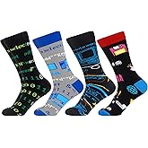 WeciBor Men's Dress Funny Crazy Colorful Novelty Combed Cotton Crew Socks 12 Pack - Size 7-10/10-13/13-15