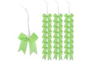 Meseey 24 Pcs 3 Inch Mini Lime Green Burlap Ribbon Bow Small Bows for Applique Embellishment Crafts Sewing Scrapbook Wedding Christmas Halloween Thanksgiving Decorations (Lime Green)