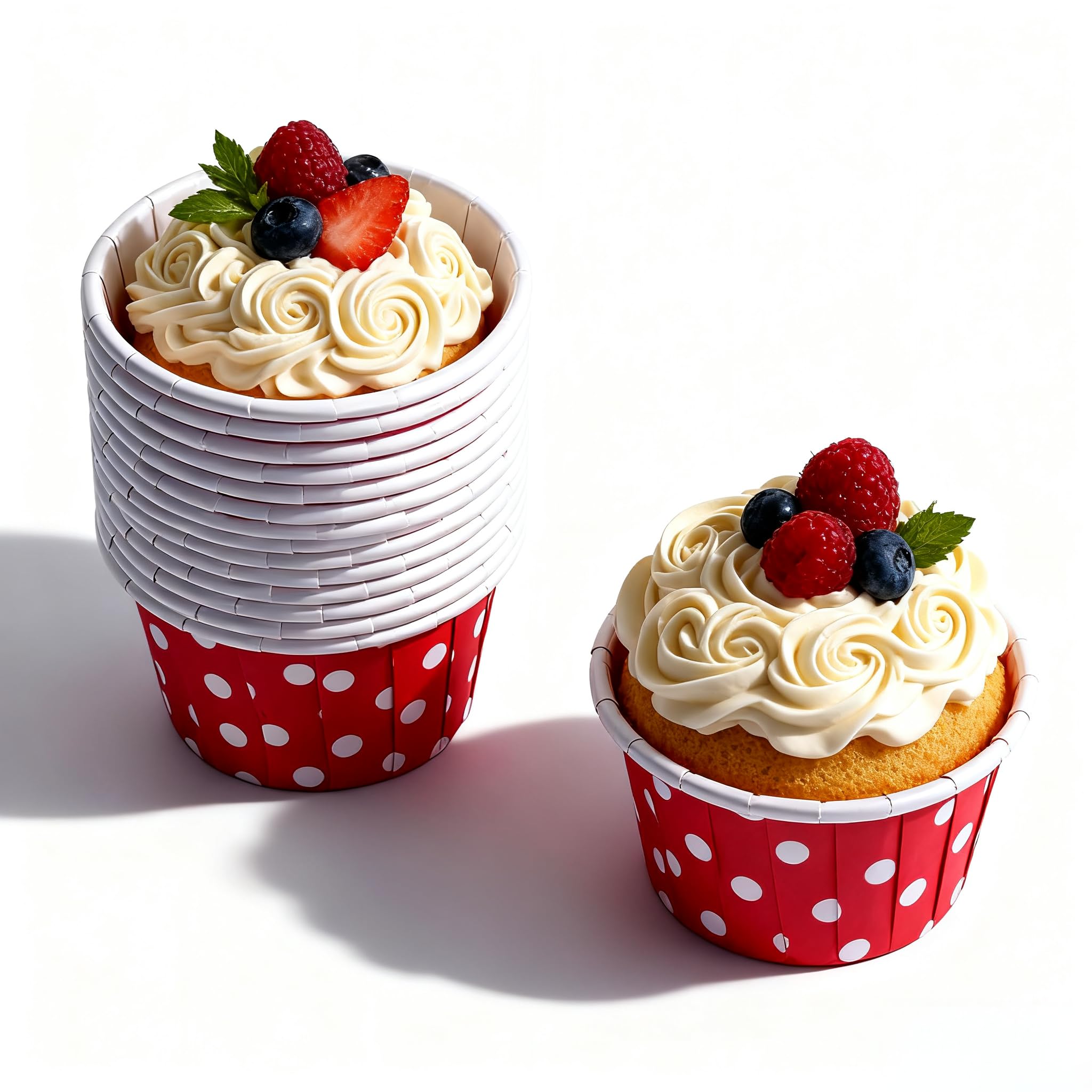 Polka Dot Cupcake Cases & Baking Muffin Liners 100pcs, Round Paper Cups for Home Baking, Weddings, Birthdays - Colorful, Greaseproof, Non-Stick