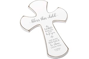 Lillian Rose Distressed White Bless This Child Nursery Cross,Off White