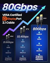 Silkland 80Gbps DisplayPort Cable 2.1 6.6FT [VESA