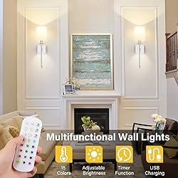 19.9 Inch Battery Operated Wall Sconces Set of 2
