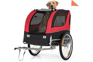 Giantex Dog Bike Trailer Pet Stroller, Small Medium Dog Bicycle Trailer Carrier Wagon, 20" Large Wheels, 3 Doors, 2 Windows, 