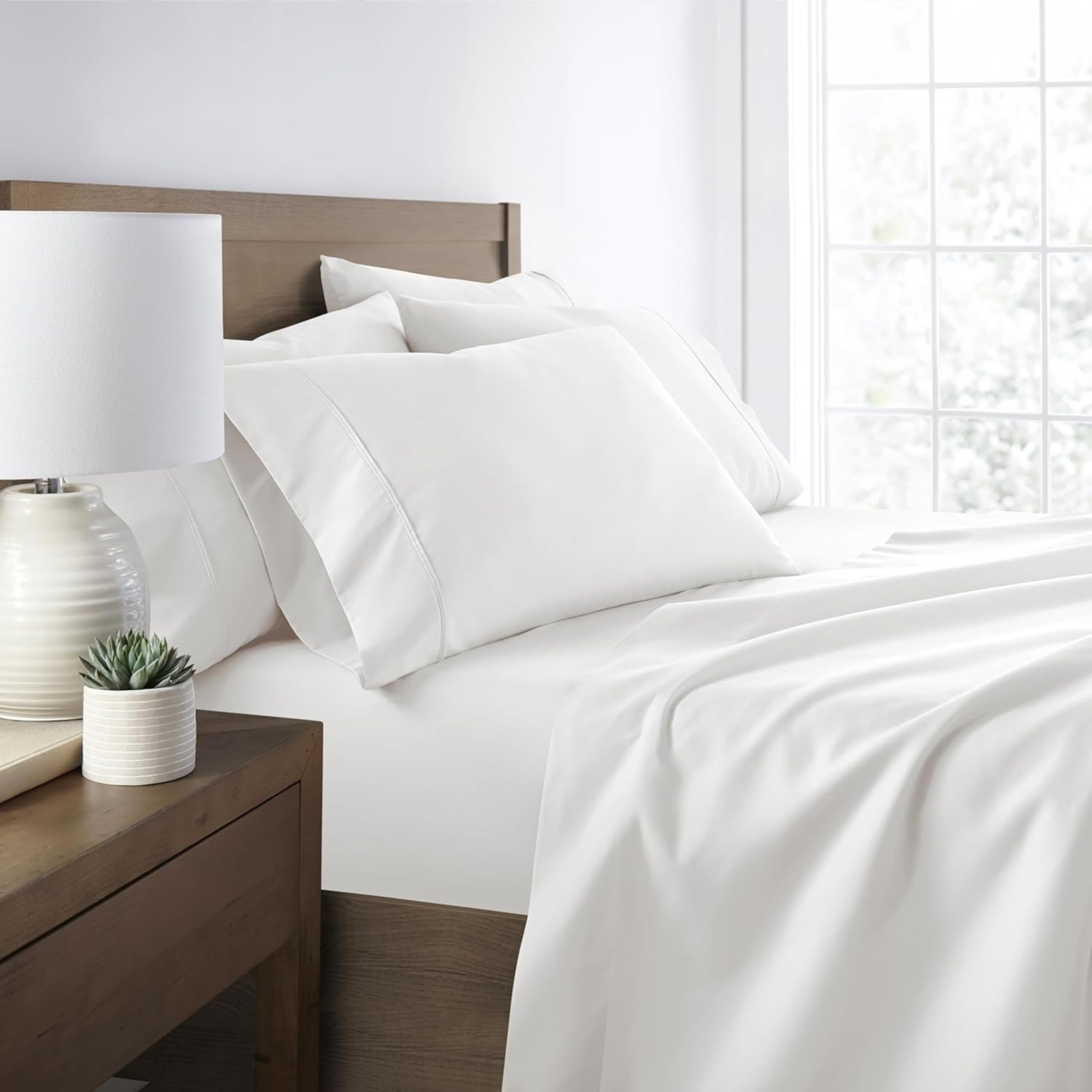 Linen Market Queen Sheet Set 6 Piece - Ultra Comfortable & Breathable Cooling Queen Bed Sheets - Deep Pocket & Wrinkle-Free Sheets Fits 16" Mattress - Extra Soft & Oeko-TEX Certified - White