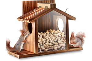 Zliiesns Squirrel Feeders for Outside, Squirrel House for Outdoor - Chipmunk Feeder, Squirrel Food for Backyard Squirrels Hold Corn, Corn Cob, Peanuts (Brown-09)