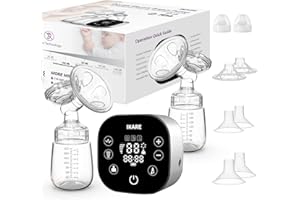 IKARE Hospital Grade Double Electric Breast Pumps Free-Style, 6 Modes & 150 Levels & 3 Size Flanges, Touchscreen LED Display, Pain Free Portable Breast Pump for Travel & Home, Super Quiet (Silver)