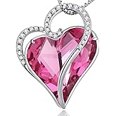 ZDaoBen Love Heart Crystal Necklace Pendant for Women 925 Sterling Silver Necklace Jewelry 18 Inch