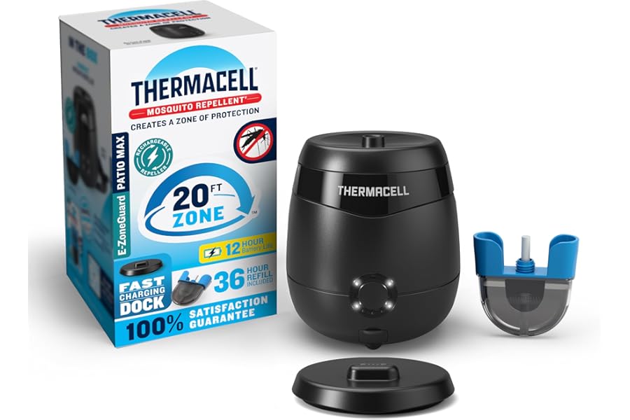 Thermacell E-Series Rechargeable Mosquito Repeller with 20’ Mosquito Protection Zone; Bug Spray Alternative; Scent Free