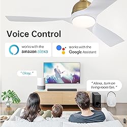54" Smart Gold White Ceiling Fans with Lights and