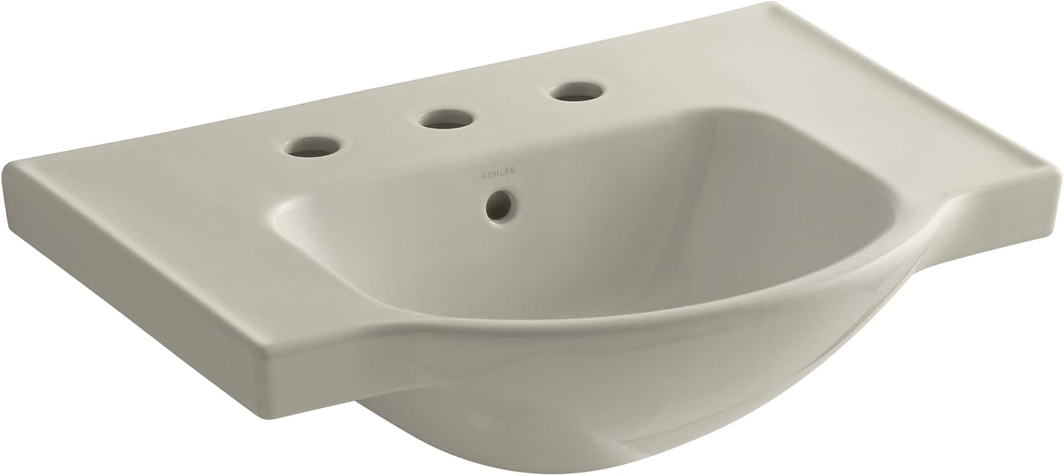 KOHLER K52488G9 Veer Widespread Sink Basin, 24Inch, Sandbar Pedestal Sinks