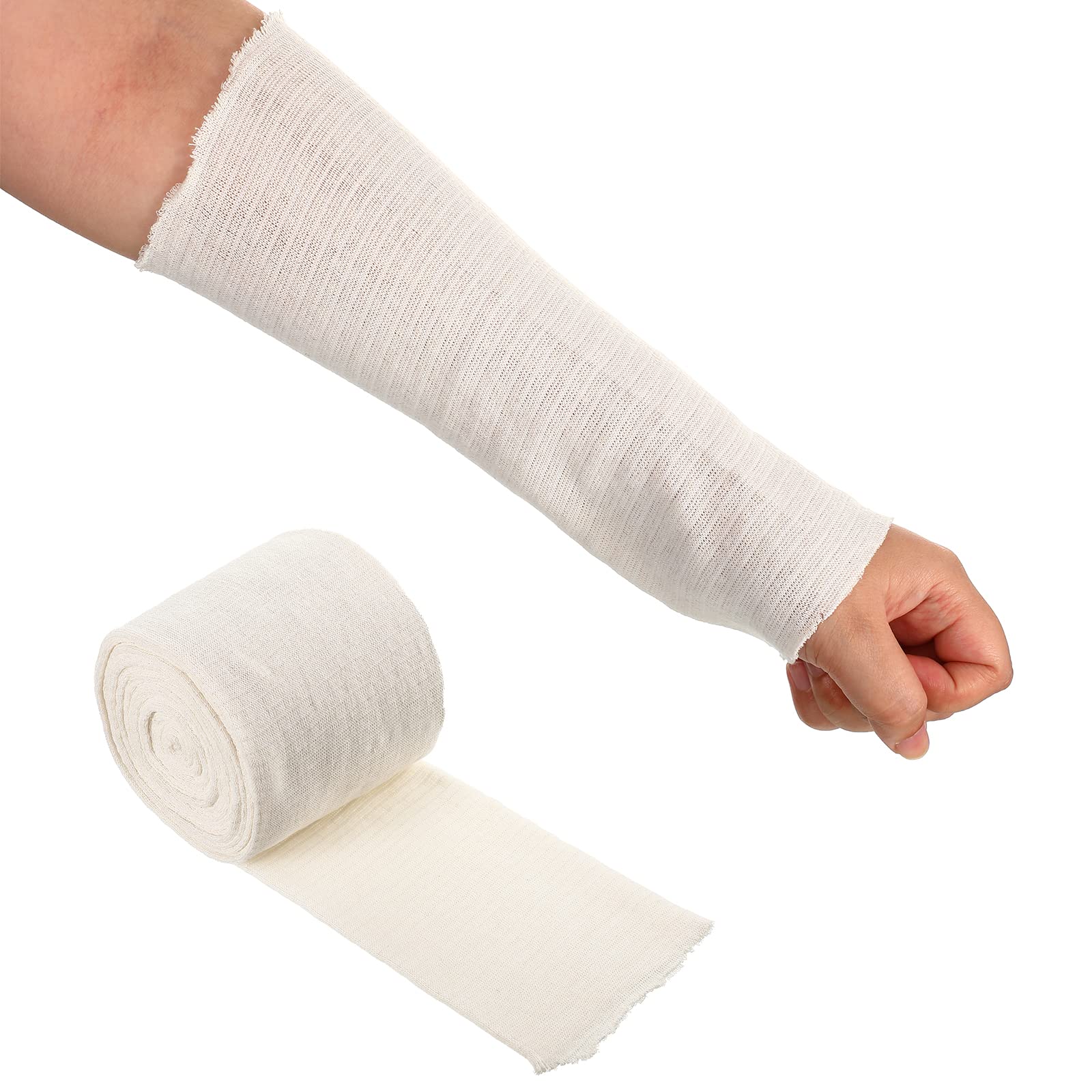 Photo 1 of Nuanchu Cotton Stockinette Tubular Elastic Bandage Cast Sleeve Roll Elastic Wrap Tube Bandages Comfortable Cast Stockinette for Arm Leg Knee Prewrap(White,4 Inch X 5.47 Yard)