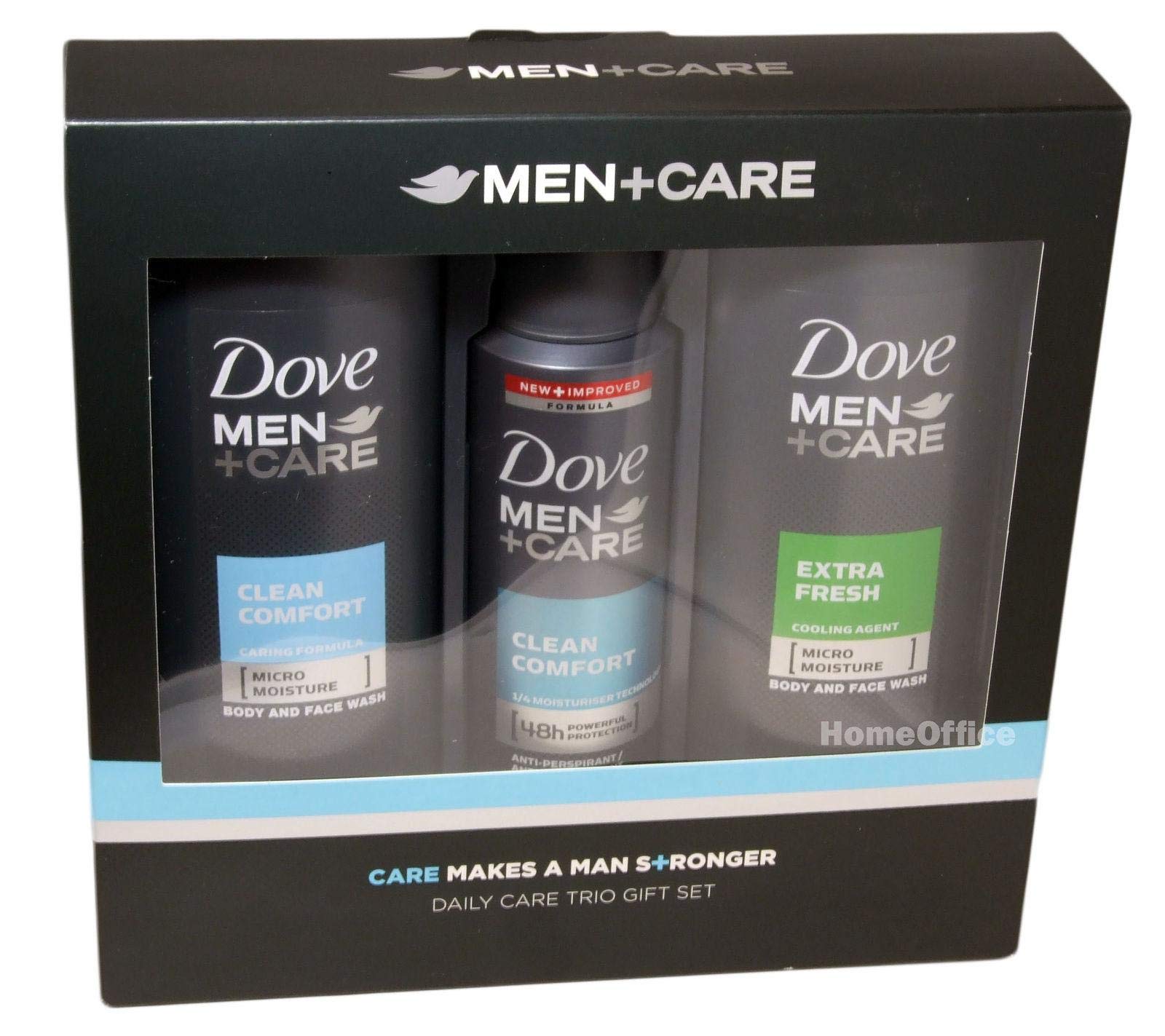 Dove Men Care Daily Trio Gift Set Body Face Wash Clean Comfort