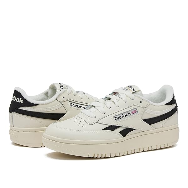 REEBOK WOMEN’S CLUB C DOUBLE REVENGE PLATFORM SNEAKER, CHALK/CORE BLACK, 8