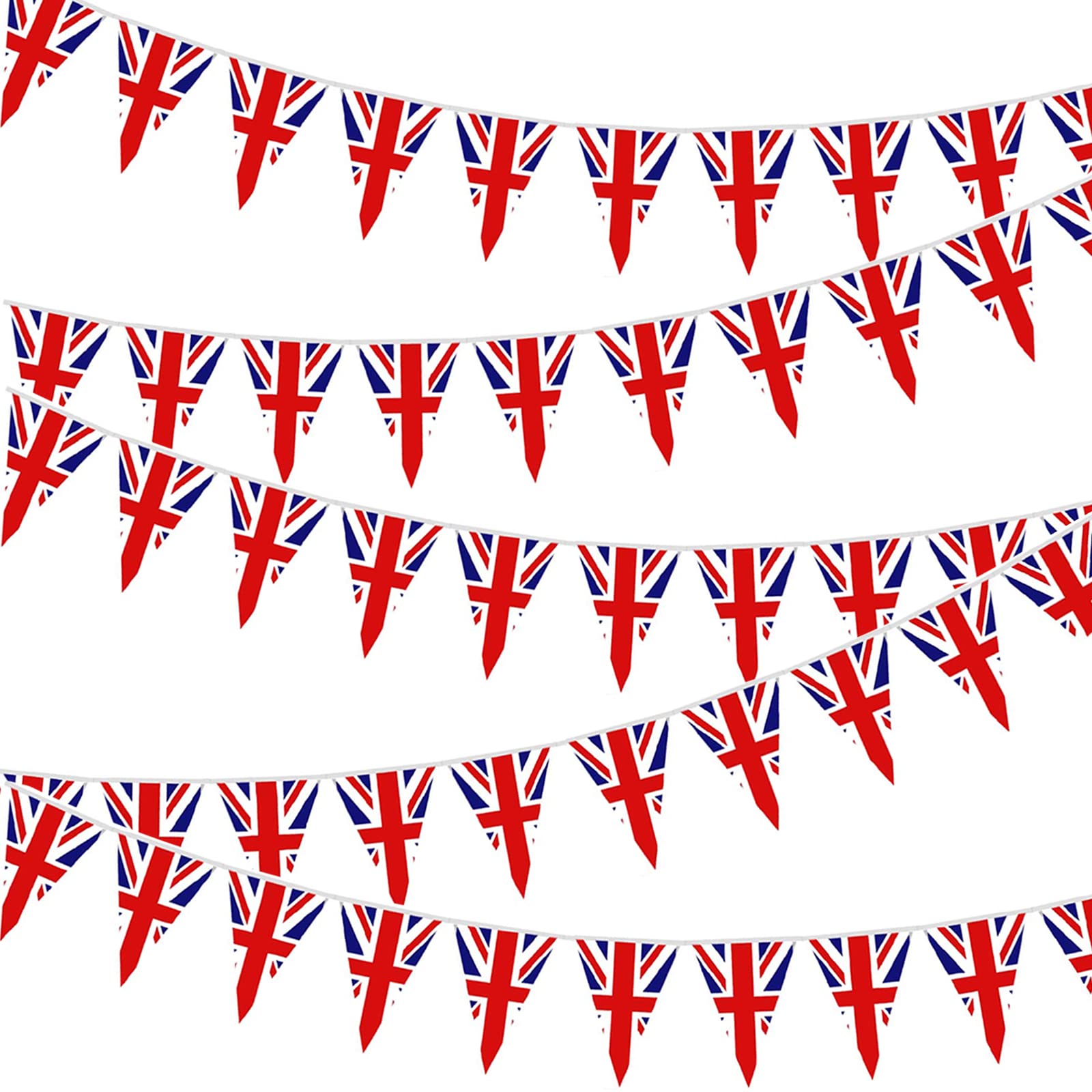 Union Jack Bunting Banner 32.8ft Reusable Outdoor Waterproof 30 UK Britain Triangle Flags,Union Jack Flags String Bunting VJ Day 80th Anniversary Decorations for VJ Day Street Party