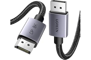 UGREEN VESA 8K DisplayPort 1.4 Cable 10FT DP Cable Supports 8K@60Hz 4K@240Hz 32.4Gbps, HDR, HDCP, DSC 1.2a, FreeSync, G-Sync, Display Port Cord Alu Braided Compatible Monitor, Graphics, PC, HDTV