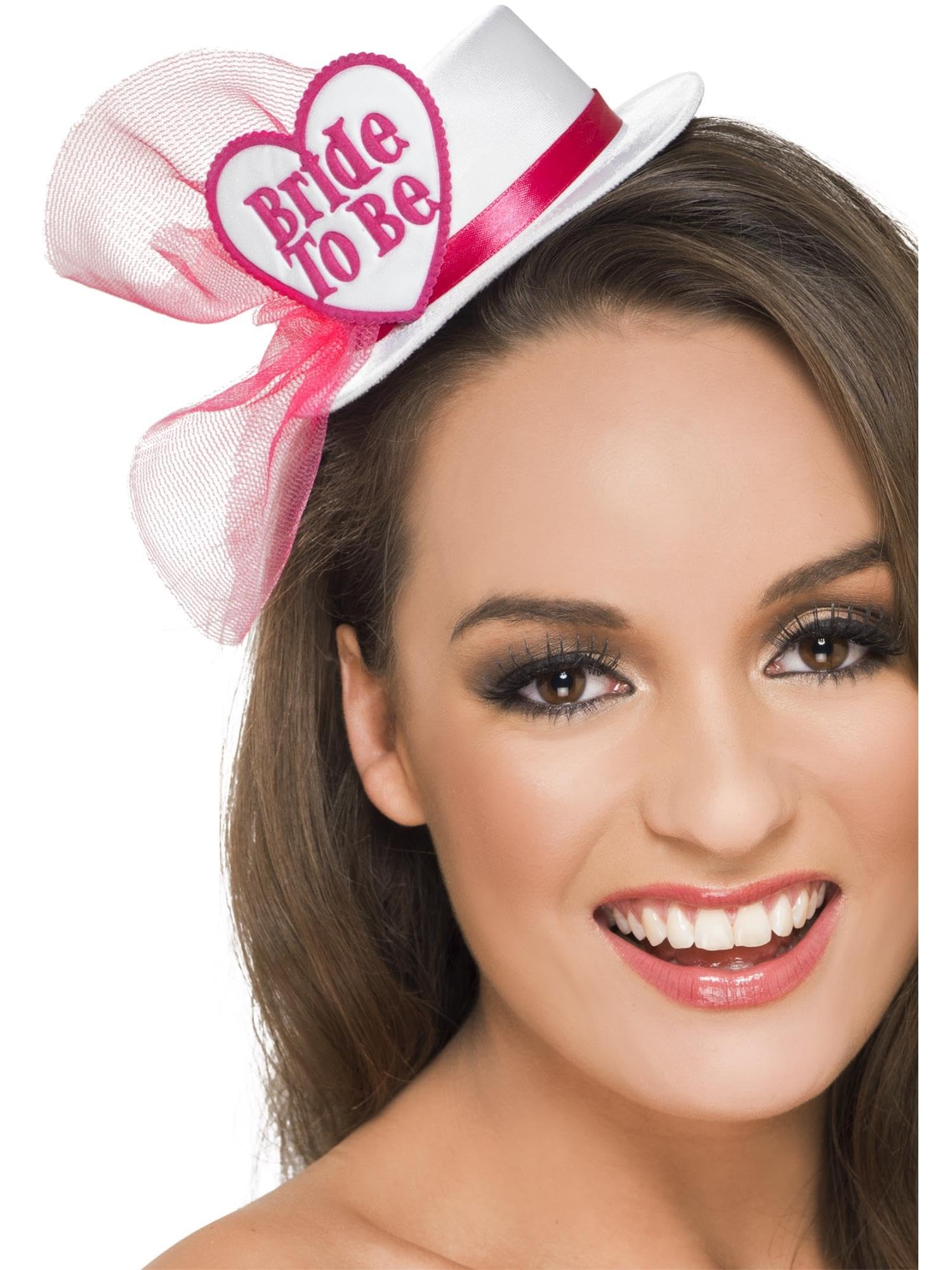 Smiffys Bride To Be Hat, White, with Hairclip and Veil