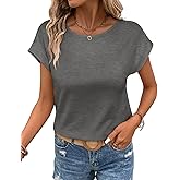 Bliwov Womens T Shirts Summer Tops Cap Sleeve Crewneck Casual Business Blouses 2026 Spring Clothes Fashion Outfits