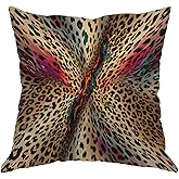 Moslion Leopard Print Pillow Cases Abstract African Animal Leopard Wildlife Retro Throw Pillowcases 18x18 Inch Cushion Cover Home Decor Cotton Linen Pillow for Sofa Bed