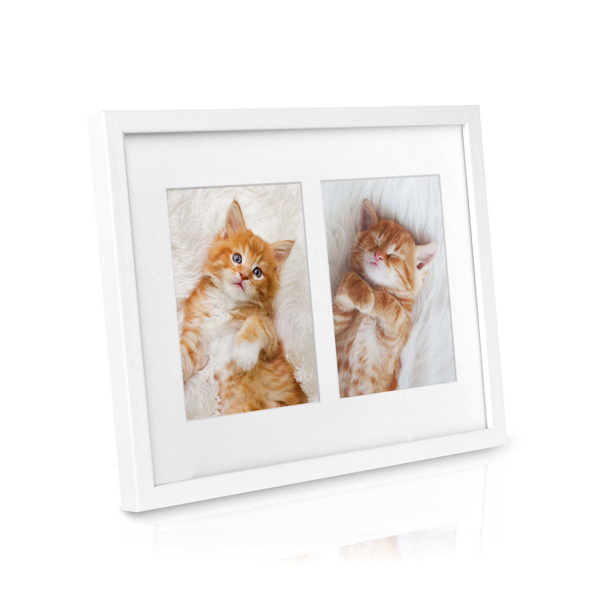 bomoe Family 7x5 Photo Frames Multiple Pictures - Wooden Multi Black Picture Frames for wall 7x5 with Passe-Partout & Plastic Glass - 2x Photo Collage Frame 13x18 cm Galeria