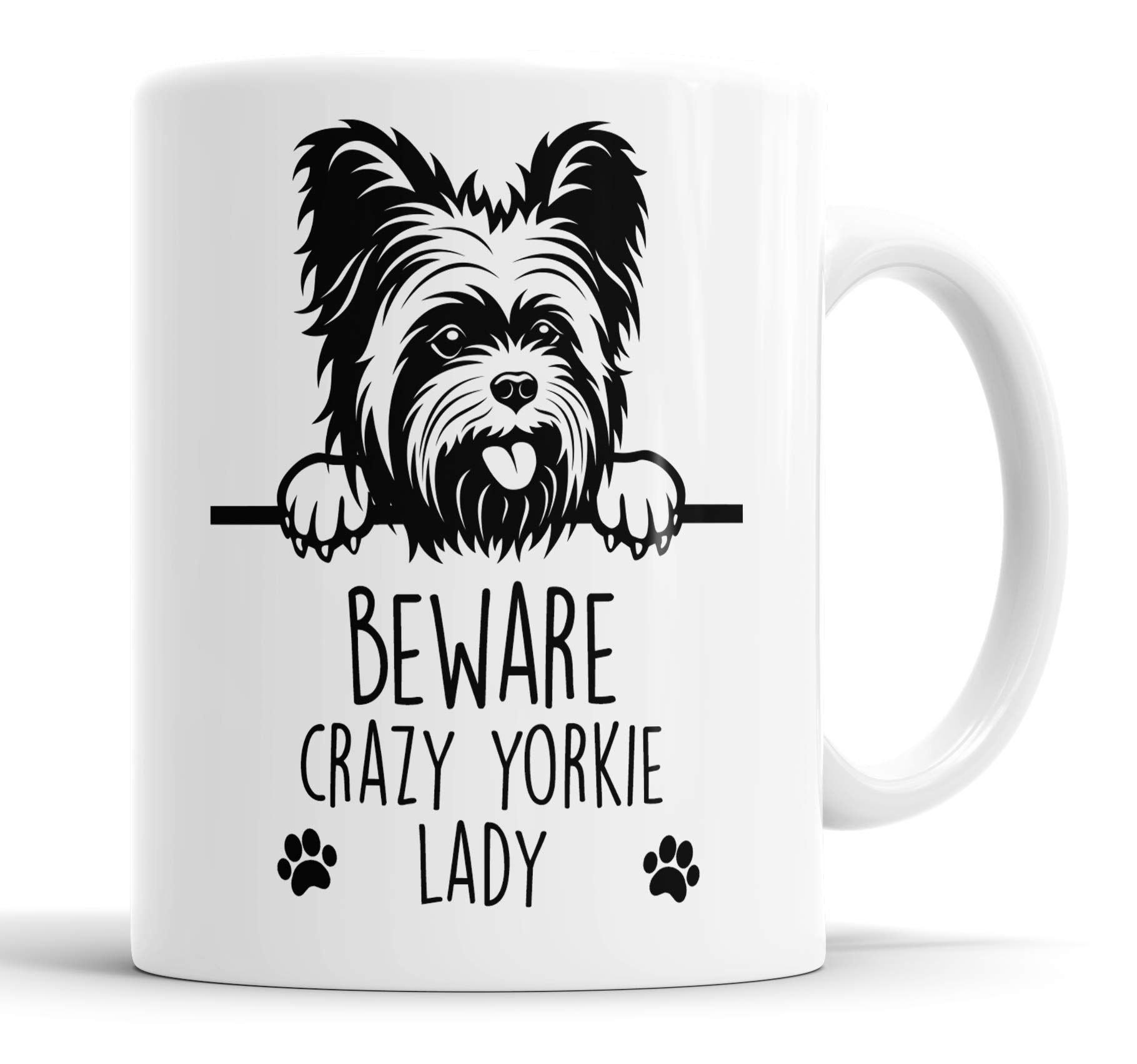 Faithful Prints Yorkie Beware Crazy Yorkie Lady Mug Pet Present Yorkshire Terrier Dog Mum Dad Friend Joke Funny Gift Cup Birthday Christmas, Ceramic Mug