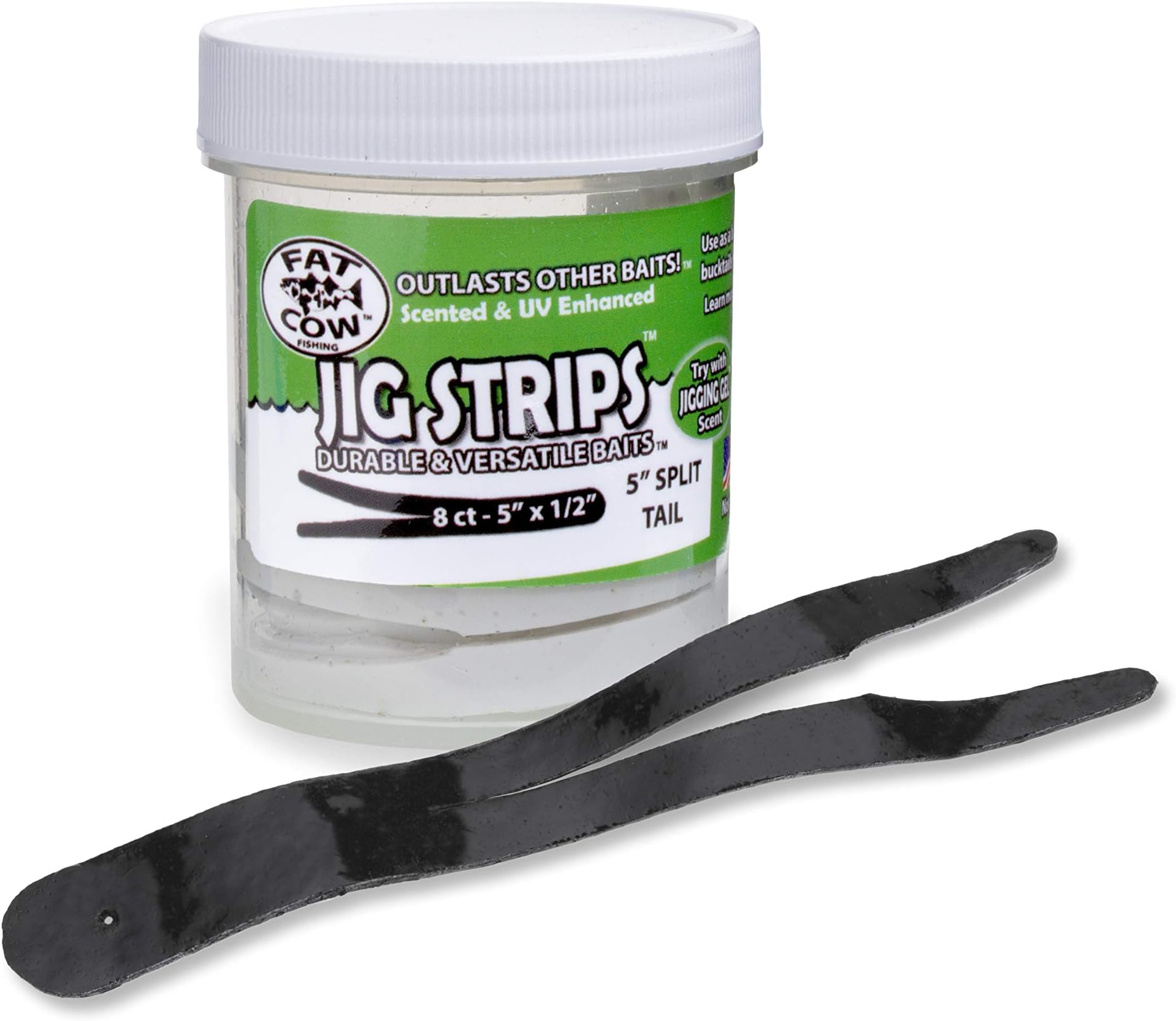 Jig Strips Split Tail - 8 Baits, 5" x 1/2"