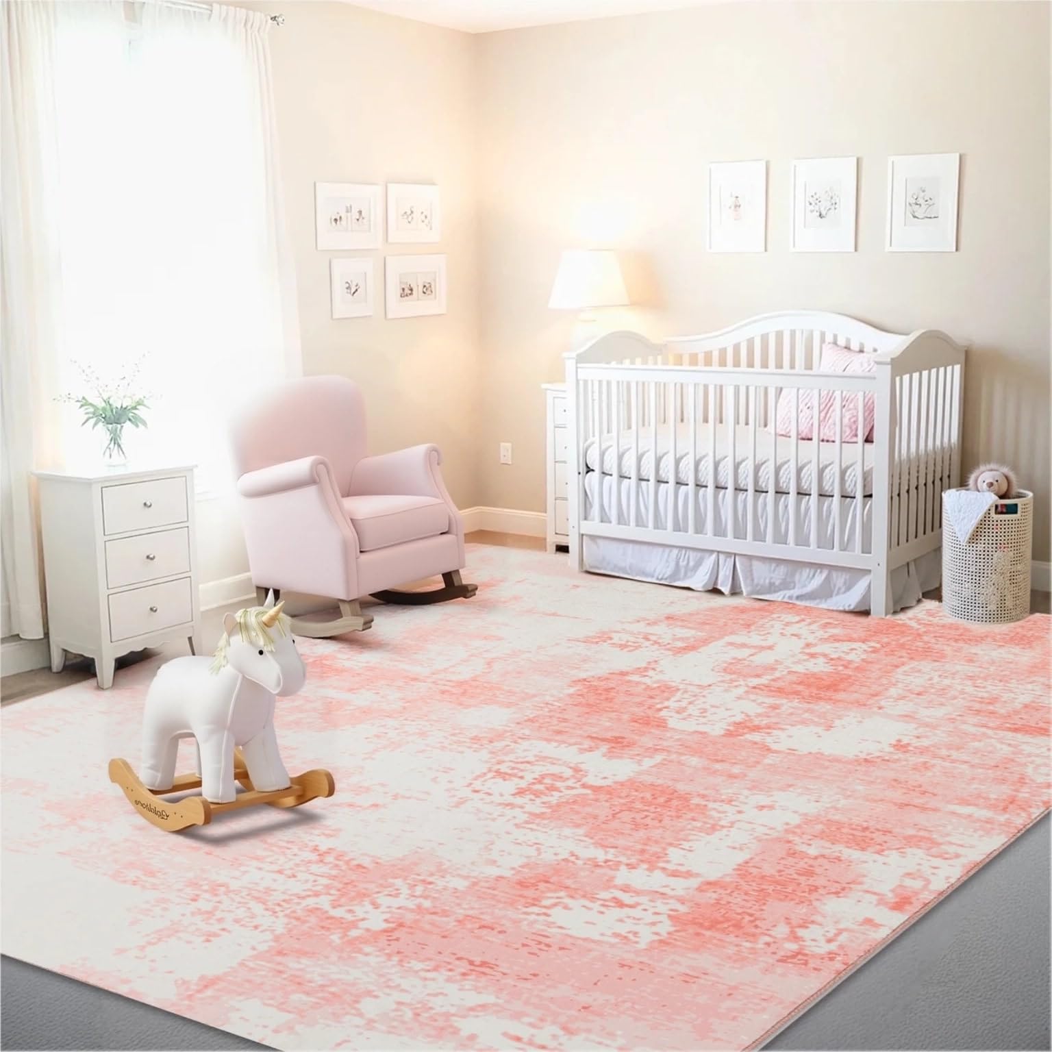 Photo 1 of Istana 9x12 Area Rug - Pink 9 x 12 Area Rugs for Living Room - Foldable 9x12 Rugs for Bedroom/Living Room Rug - Stain Resistant Washable Rugs - Eco-Friendly Area Rugs