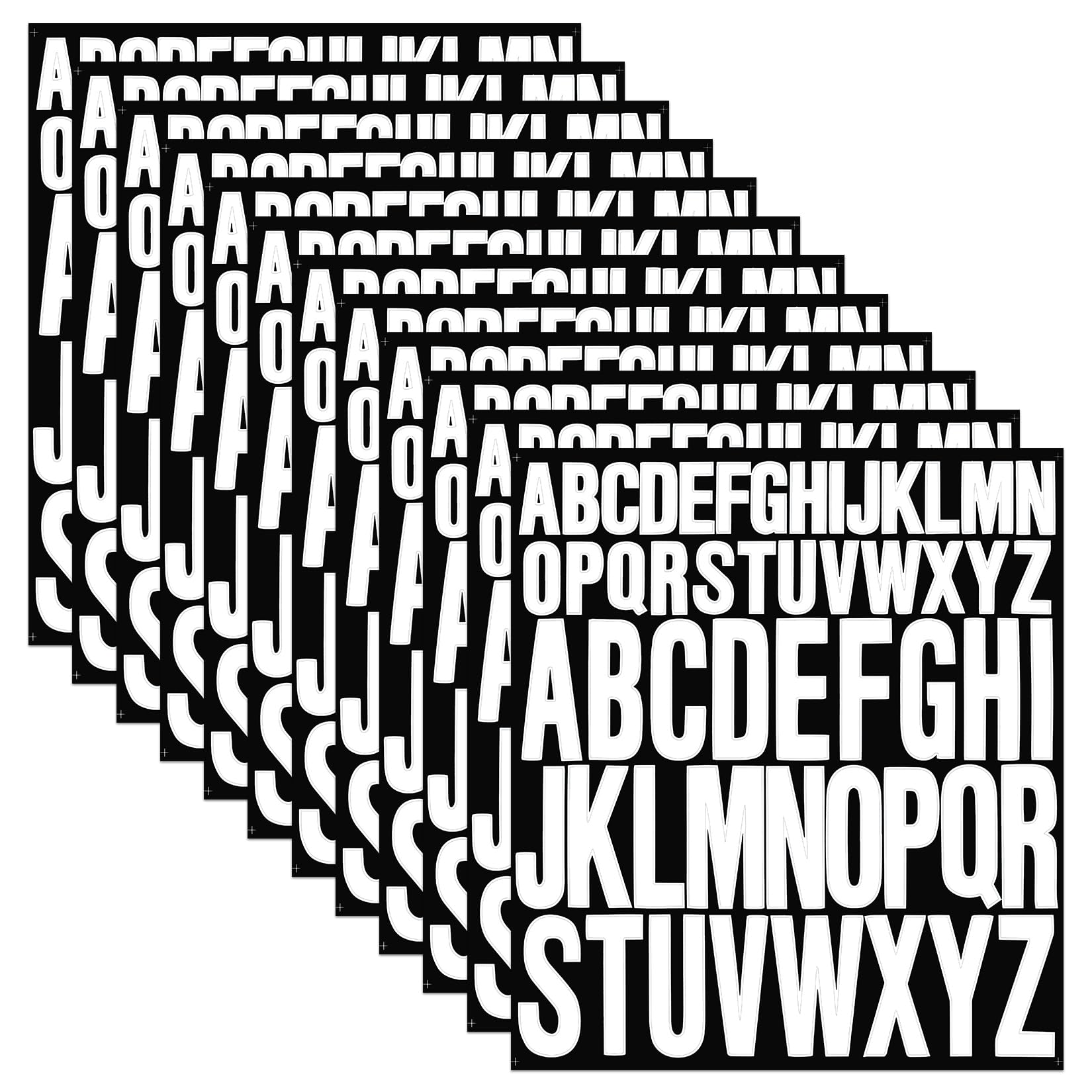 Photo 1 of 12 Sheets Alphabet Stickers, White Self Adhesive Vinyl Letter Stickers Aesthetic, Waterproof Letter Sticker for Water Bottles, Door, Car, Scrapbooking, Poster, Cup